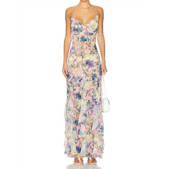 NEW FOR LOVE & LEMONS elea maxi dress in pink - Picture 1 of 3